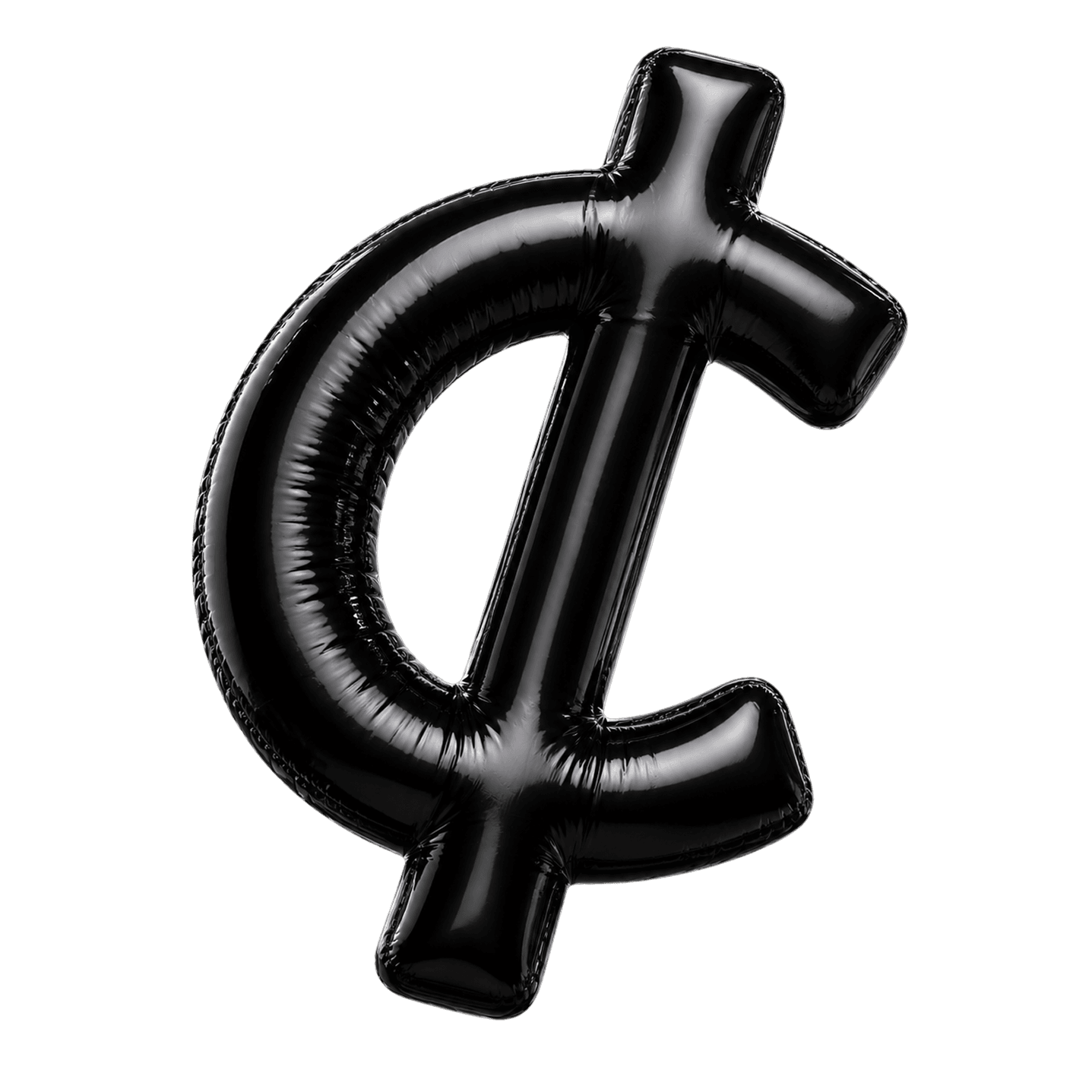 Black balloon shaped like the Ghana cedi sign
