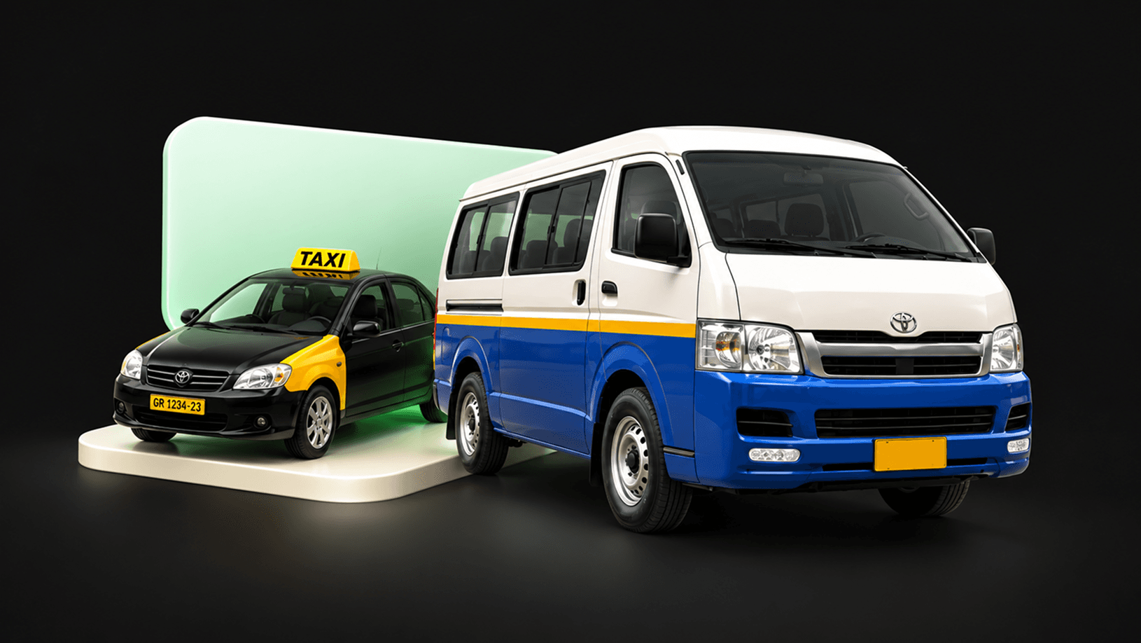 A taxi and a trotro