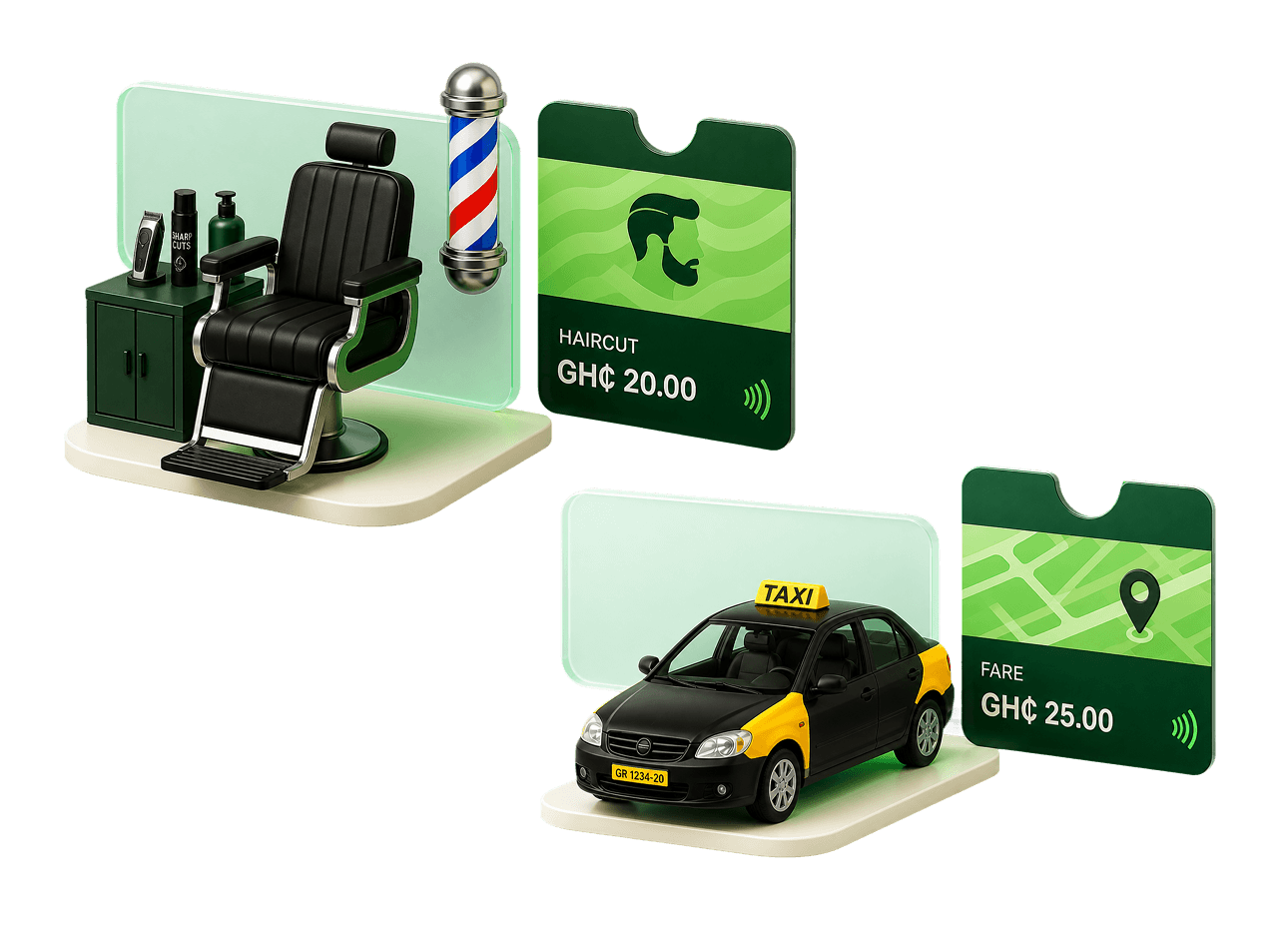 Paying for a haircut and a taxi fare with ShapShapp